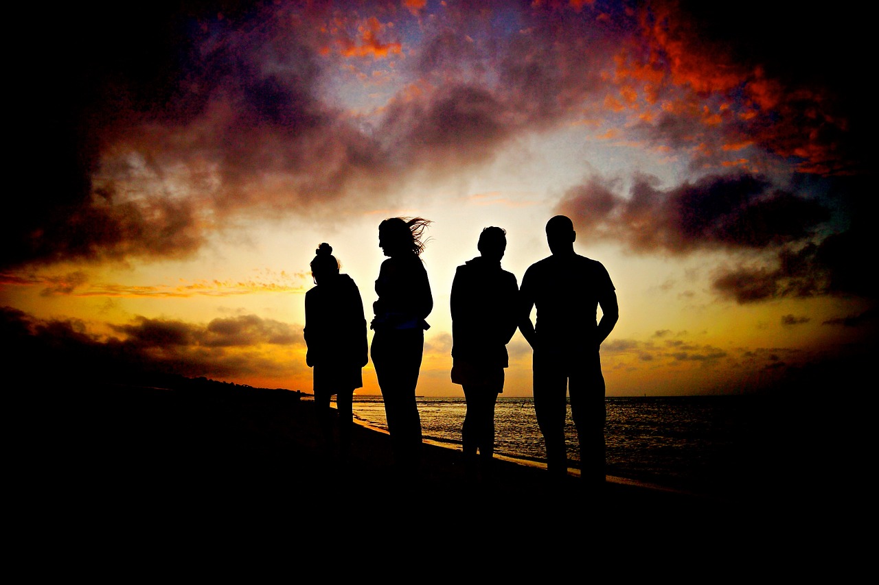 Image - sunset beach silhouettes