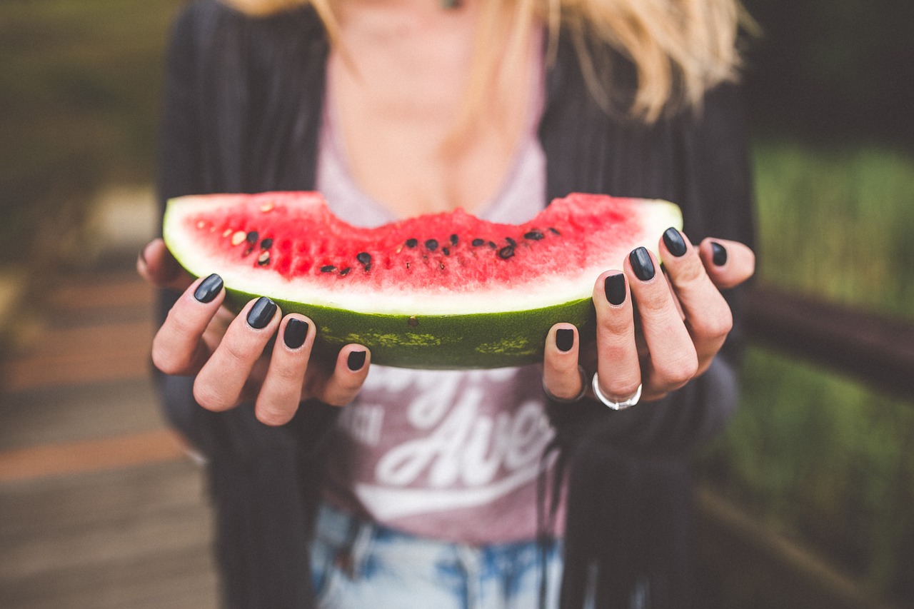 Image - watermelon woman fruit food girl