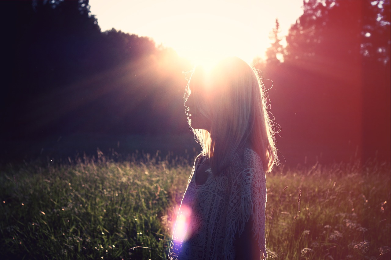 Image - woman blonde girl female backlight