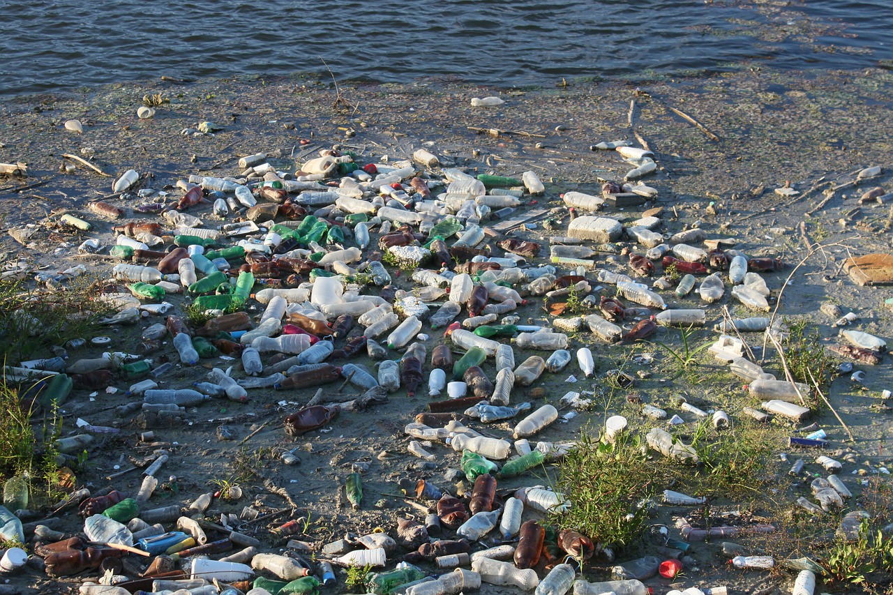 Image - bottles dump floating garbage