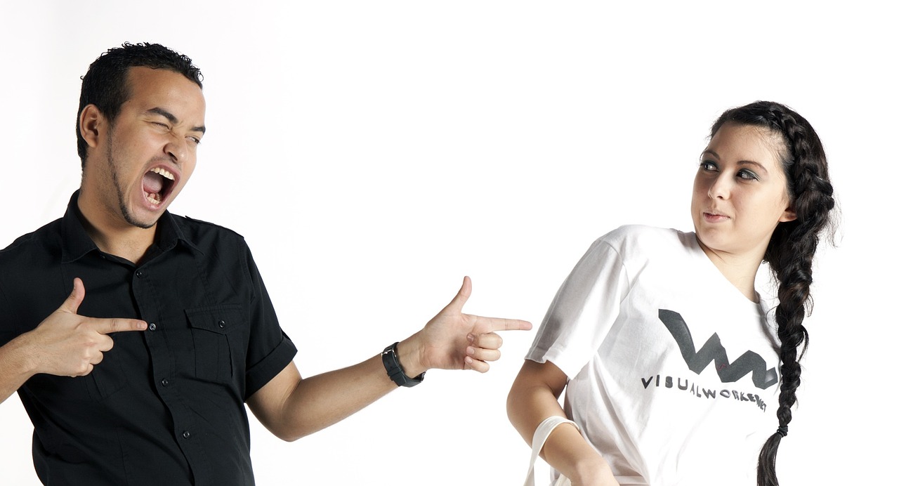 Image - boy black t shirt finger girl