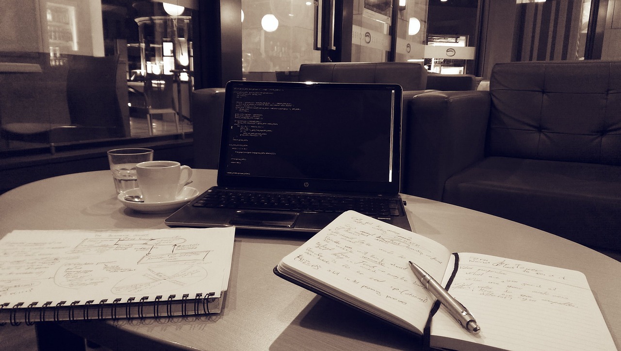 Image - notebook laptop pc pen notes code