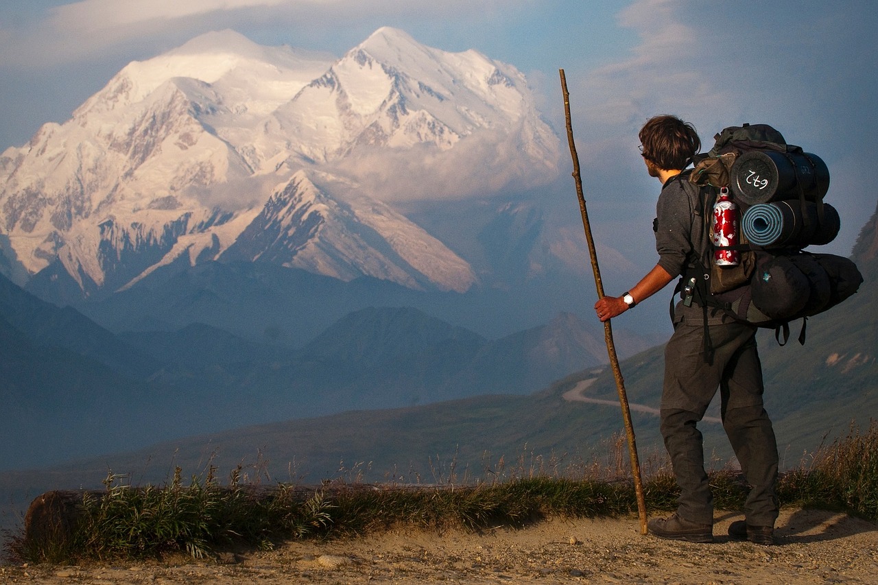 Image - mount mckinley hiker snow landscape