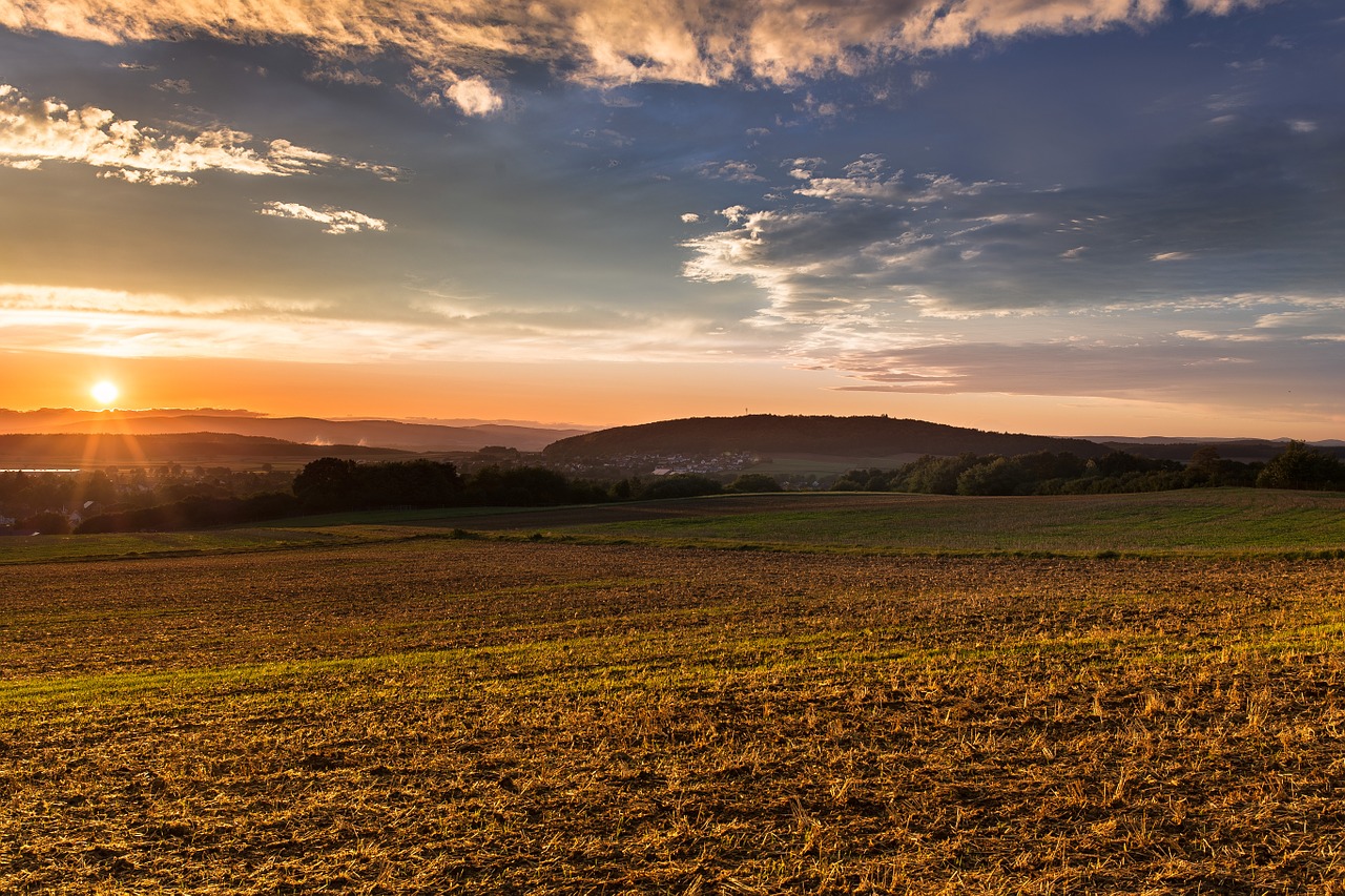 Image - sunset mood sun afterglow fields