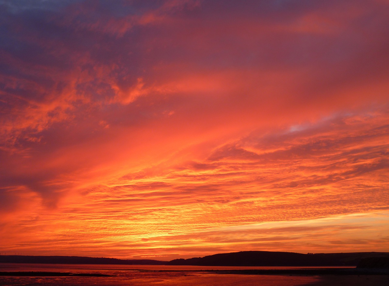 Image - landscape shore sunset clouds