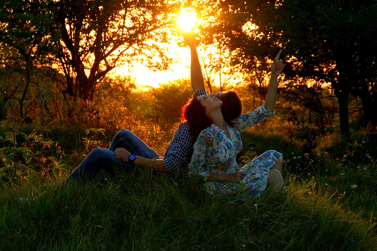 Image - couple love sunset grass romance