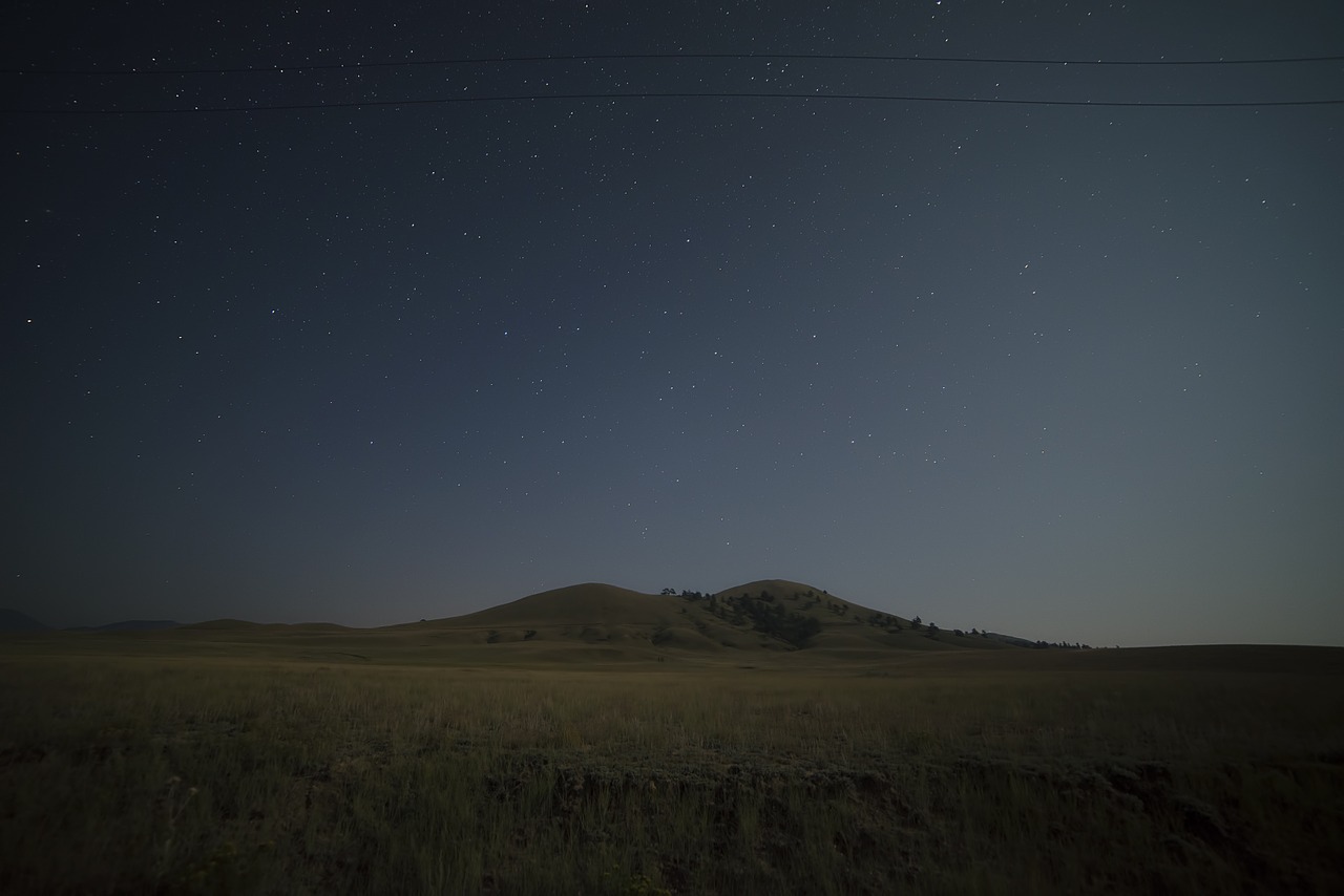Image - mountain hill night stars universe