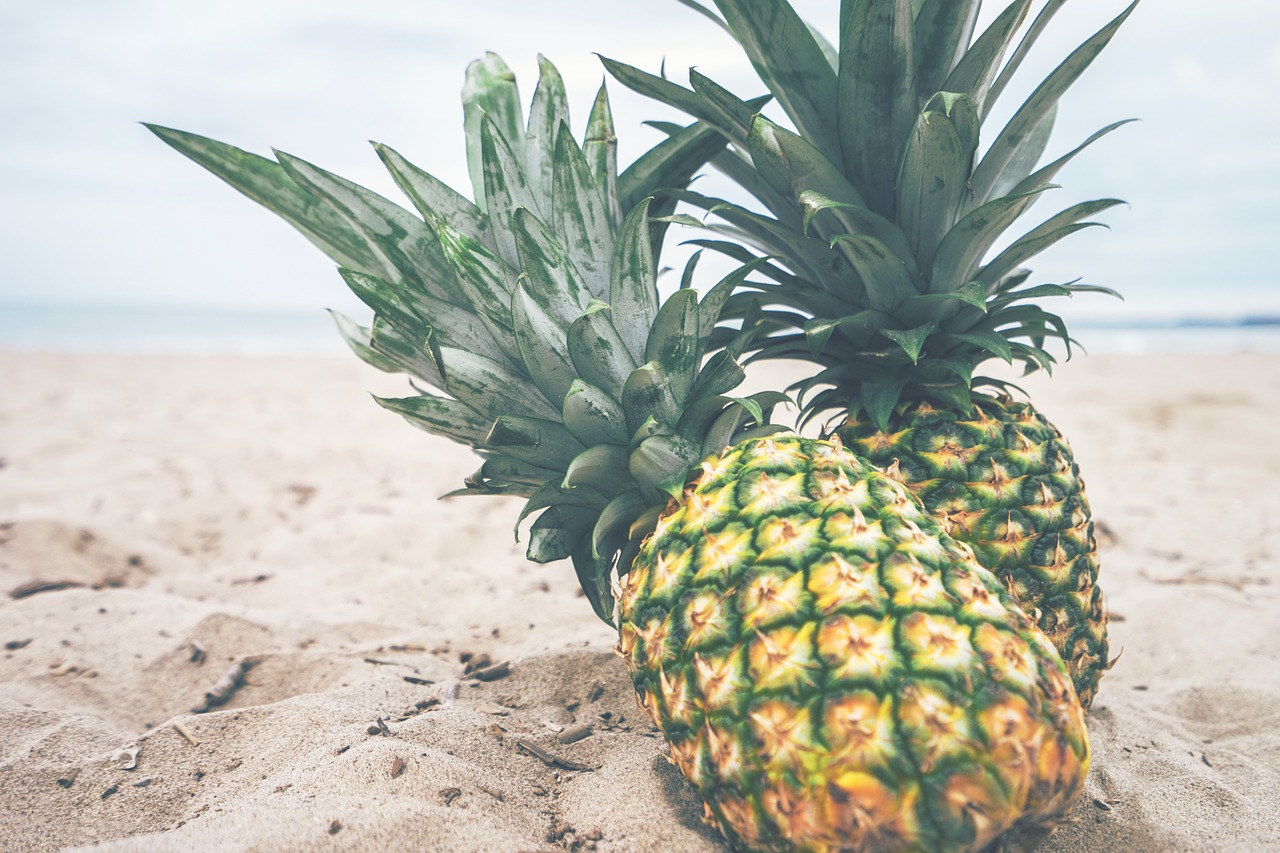 Image - pineapples fruit beach sand