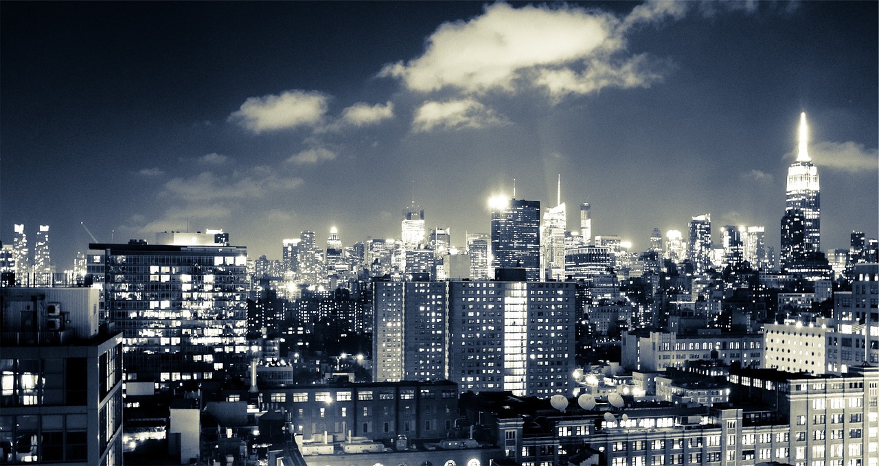 Image - new york skyline night city urban