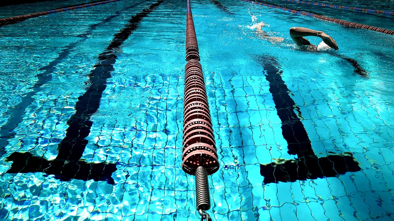 Image - swimming pool water blue athlete