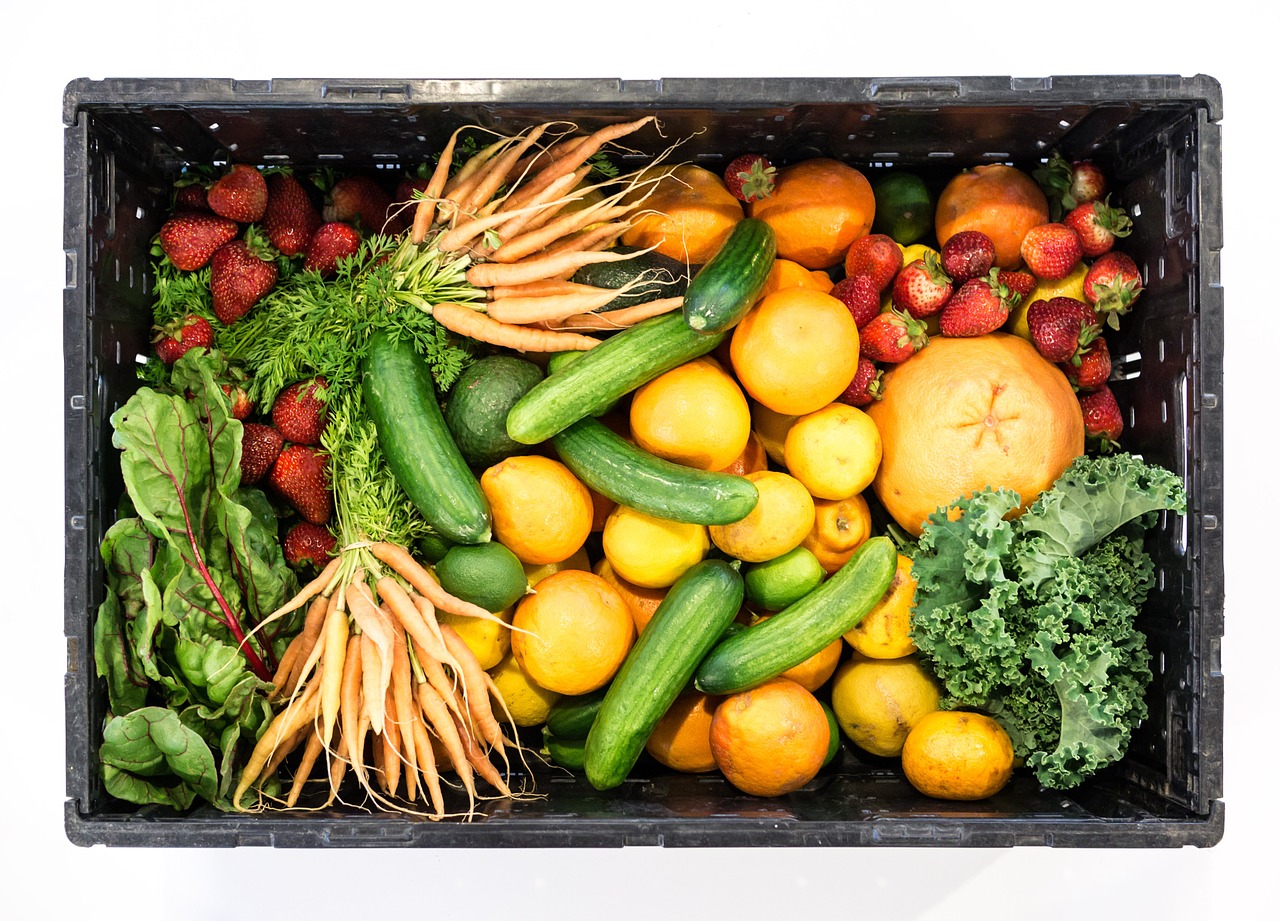 Image - fruit vegetables box healthy food