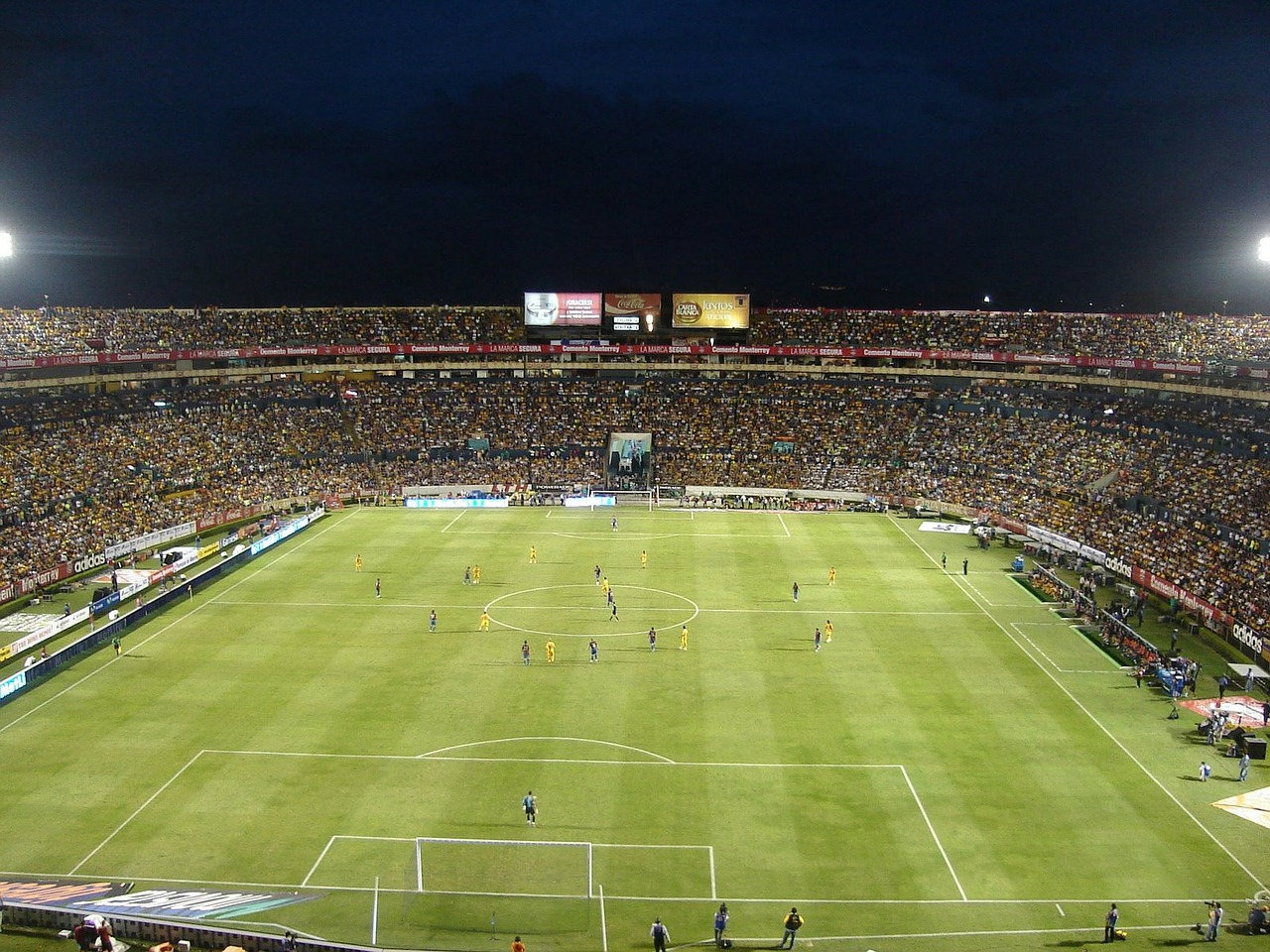Image - soccer football field grass night