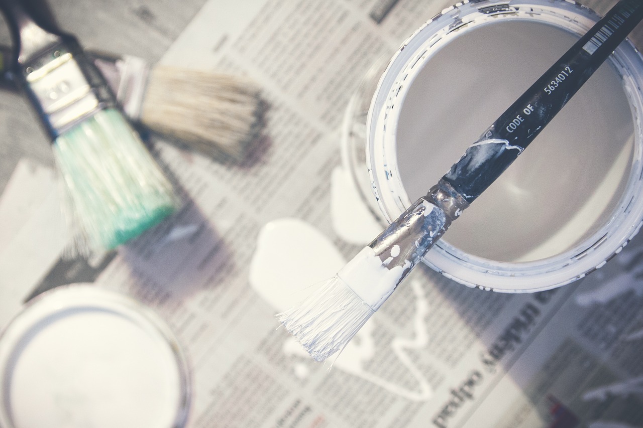 Image - paint brushes bucket paint can