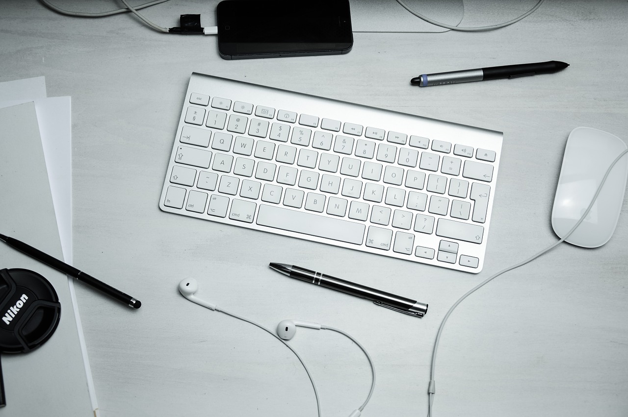 Image - keyboard mouse pens workspace