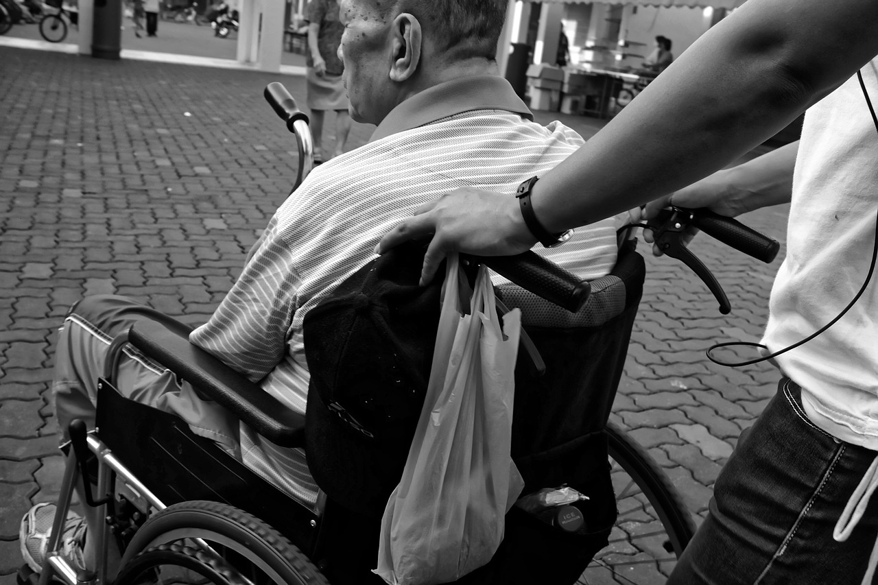 Image - wheelchair elderly man pushed