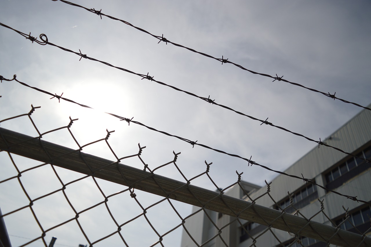 Image - barbed wire chain link fence prison