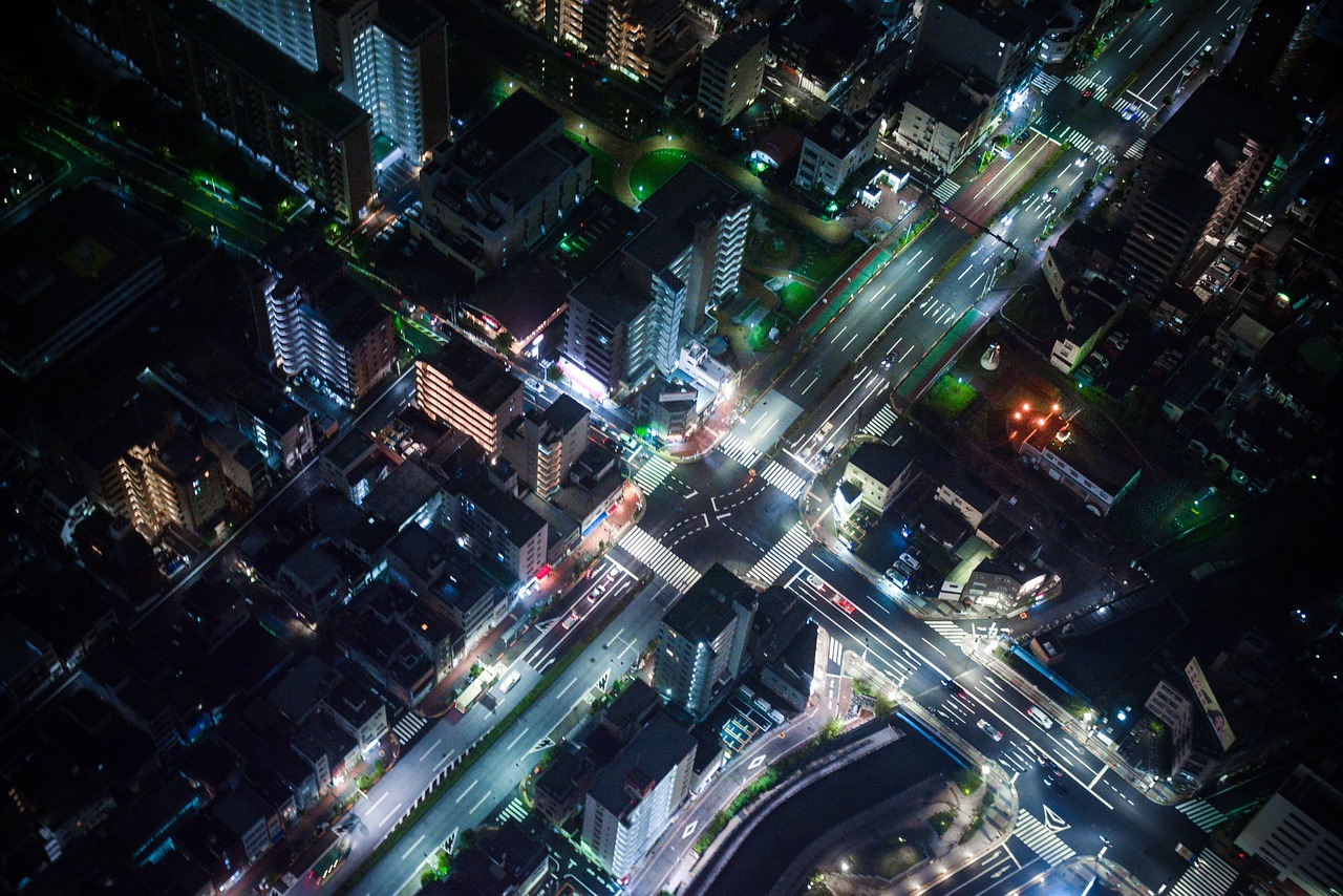 Image - junction crossing city night