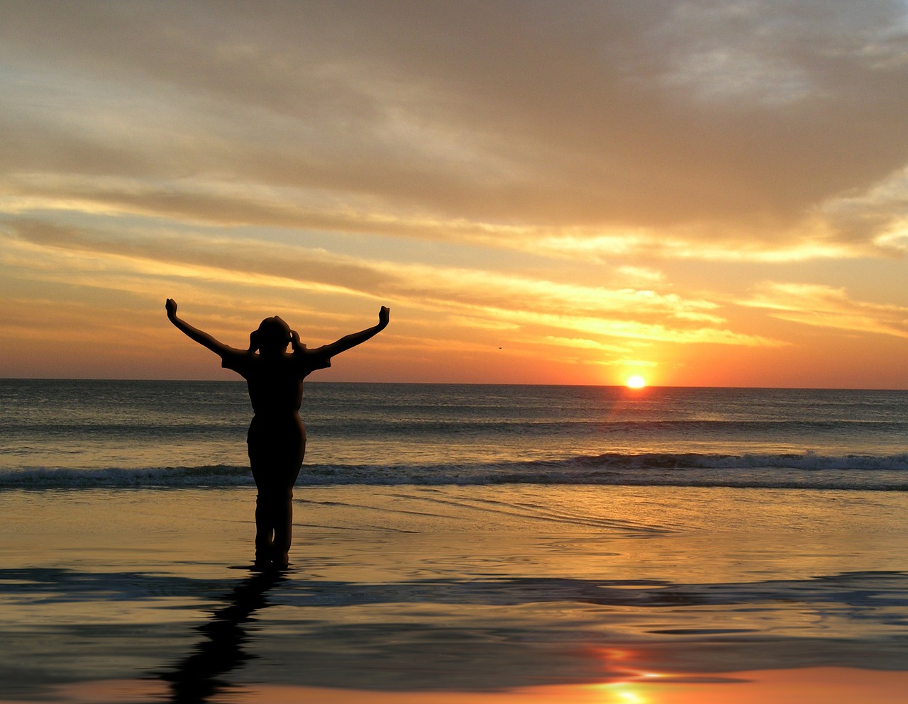 Image - sunset woman joy beach poor