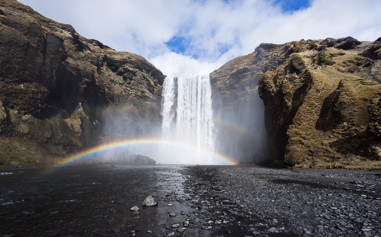 Image - waterfall rainbow river water