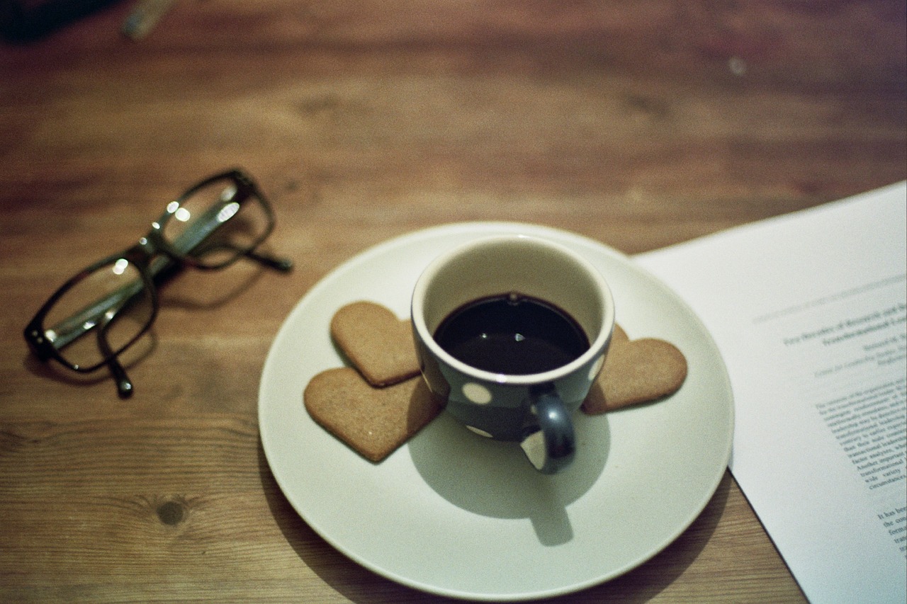 Image - coffee cookies glasses eyeglasses