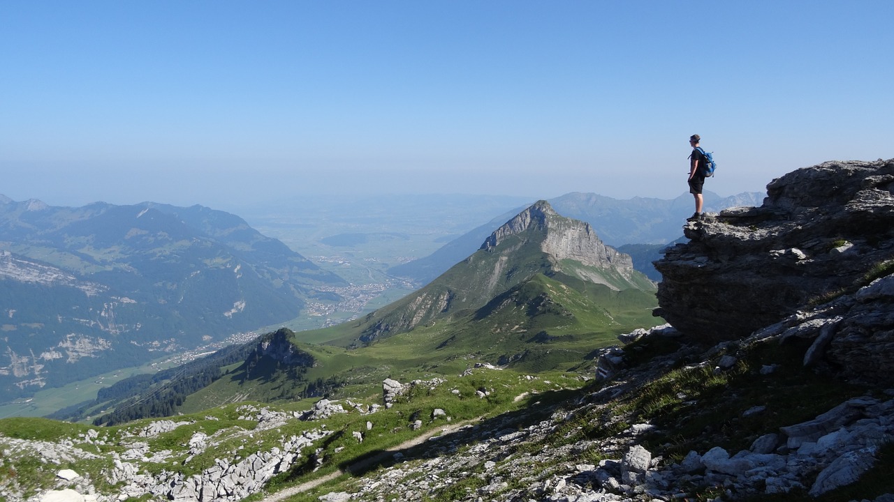 Image - person cliff mountain top peak