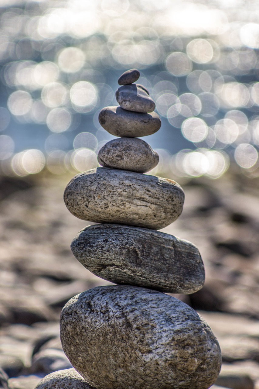 Image - stones pebbles round stack