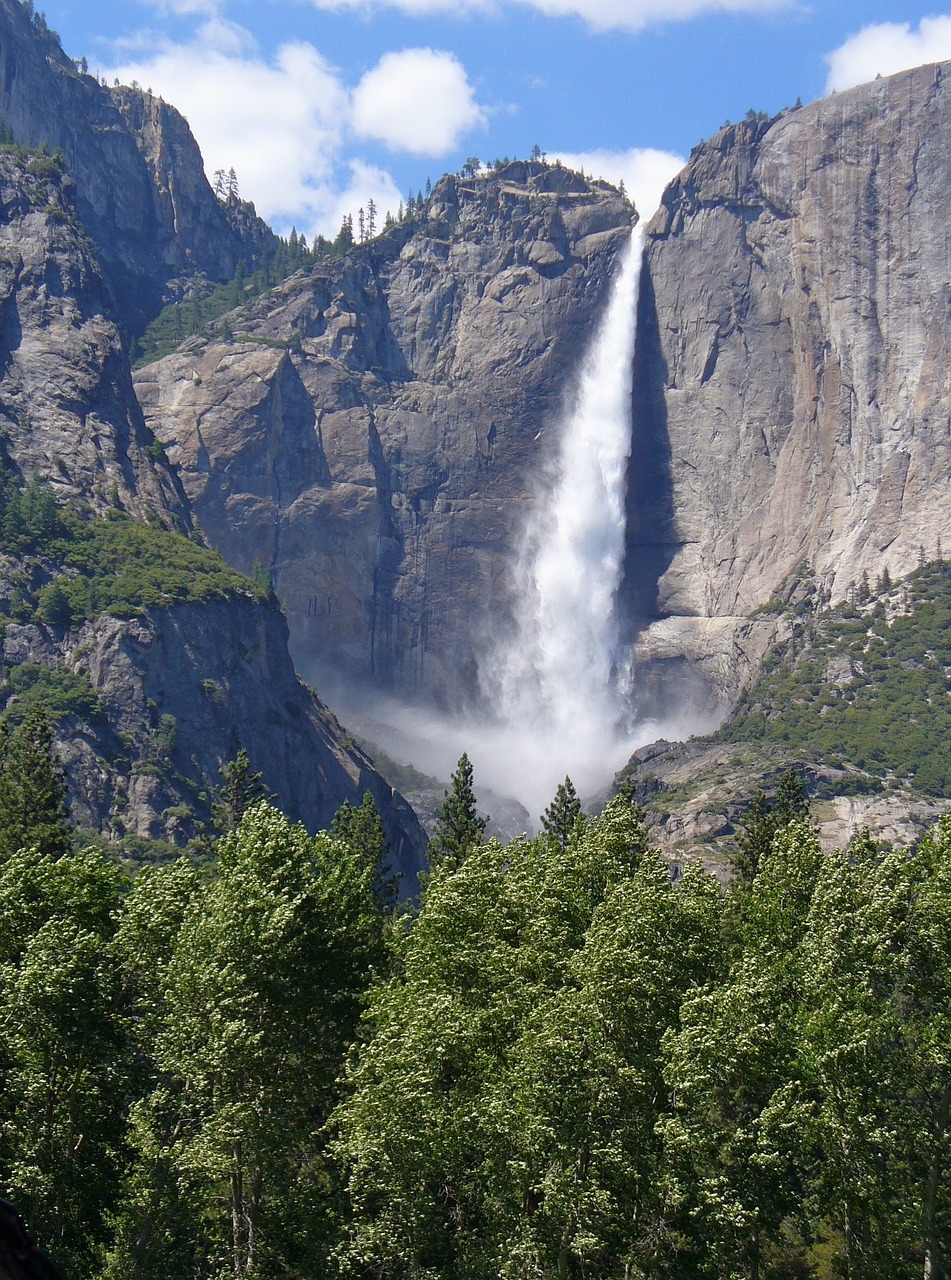 Image - mountain waterfall trees nature