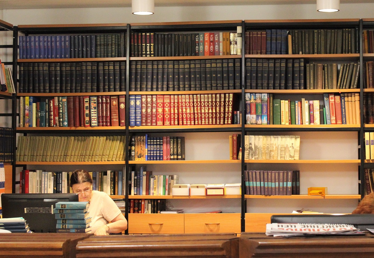 Image - library rack books shelves