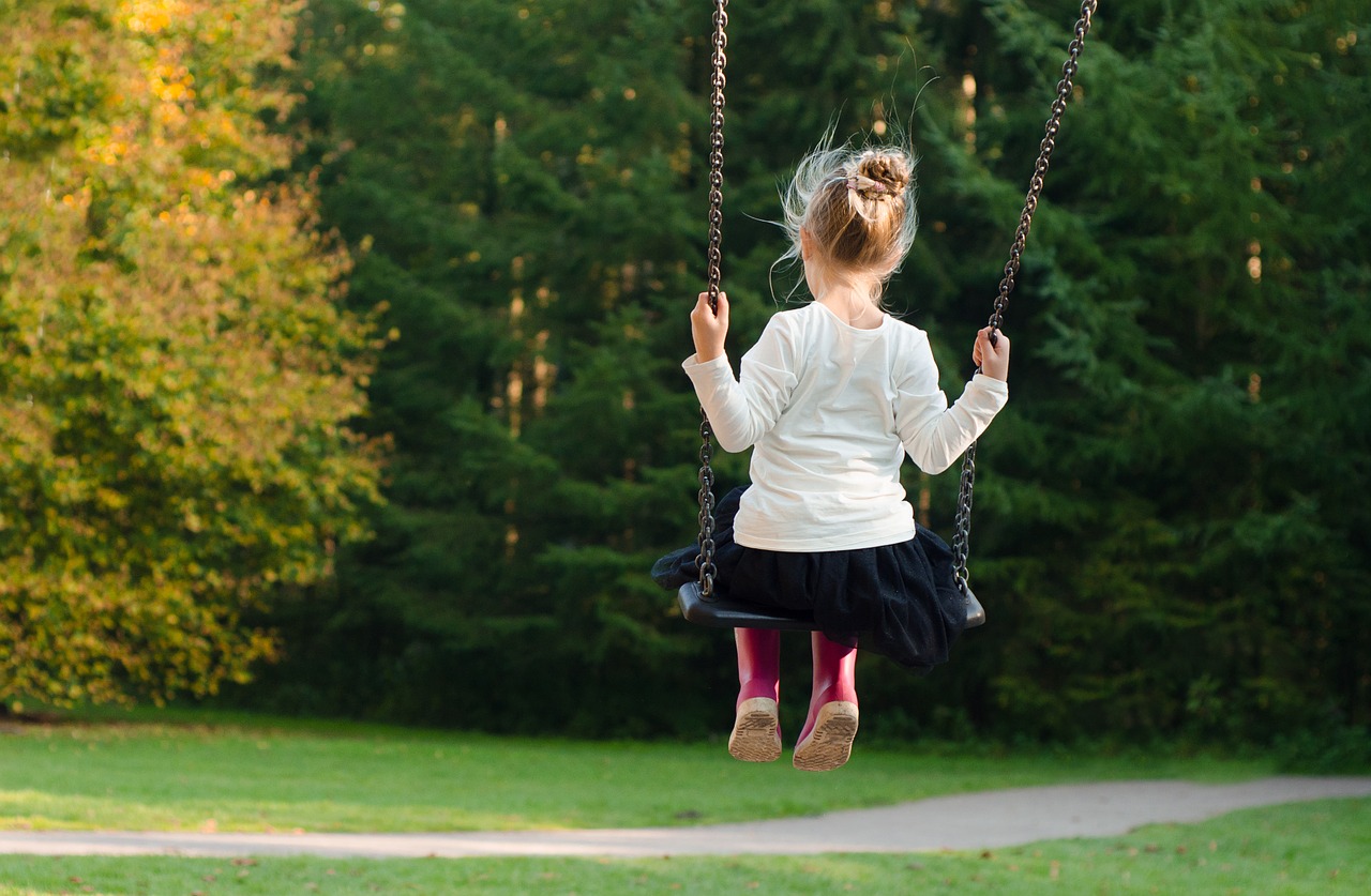 Image - girl swing rocking autumn fall